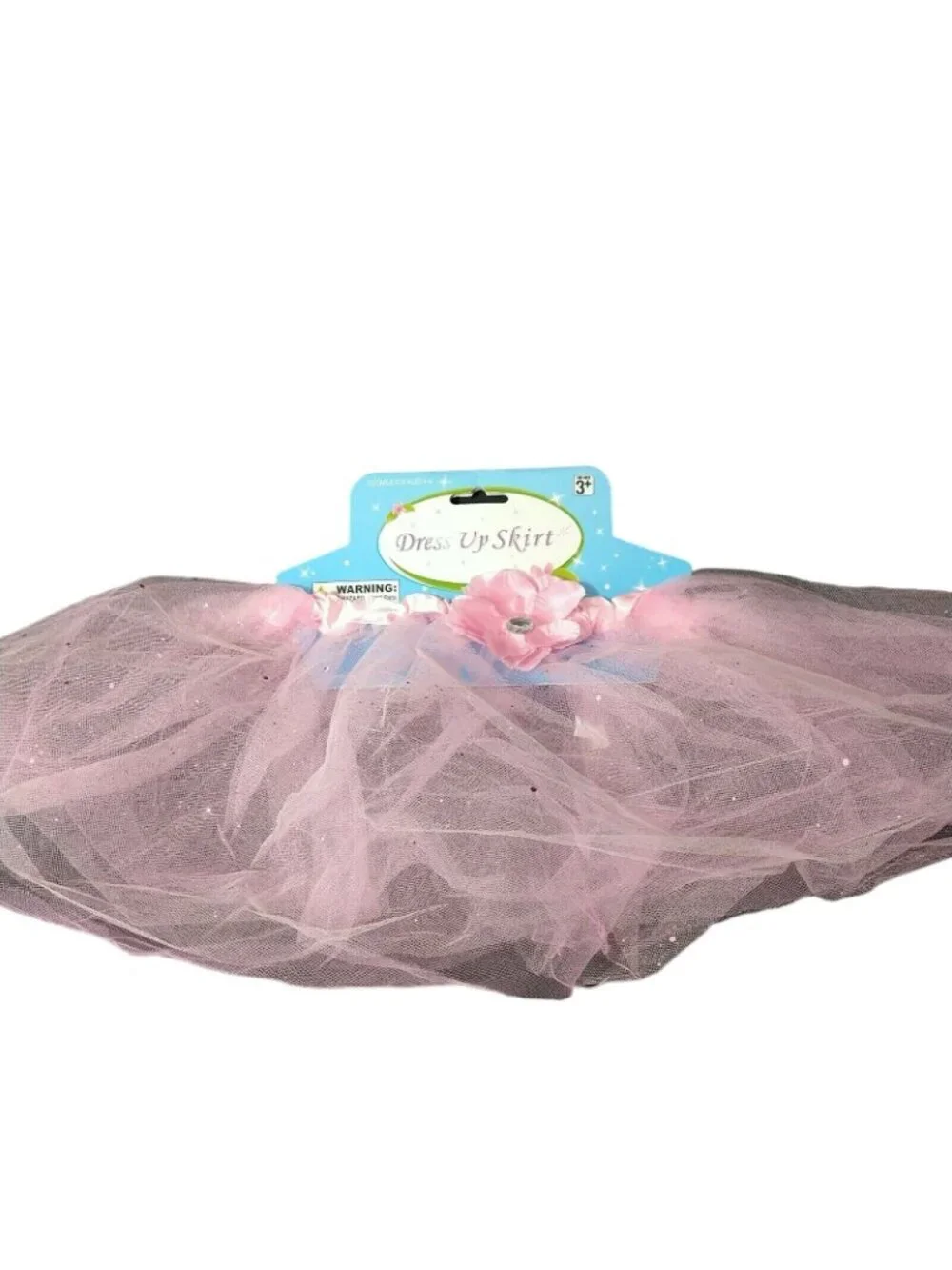 Girls Costume Dress Up Skirt Tutu Mesh Pink Flower Sparkly One Size Age 4-6